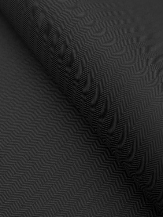 Premium Black Herringbone Cotton Shirting Fabric
