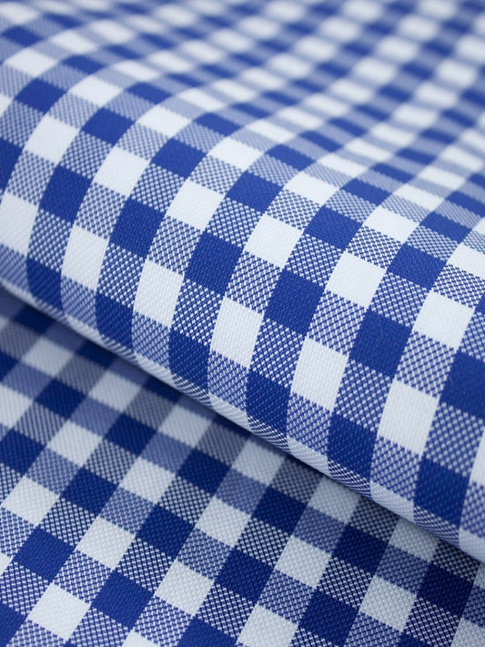 Blue & White Gingham Cotton Shirt Fabric